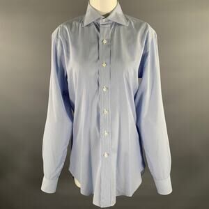 HAMILTON Size S Blue Light Blue Stripe Cotton Spread Collar Long Sleeve Shirt